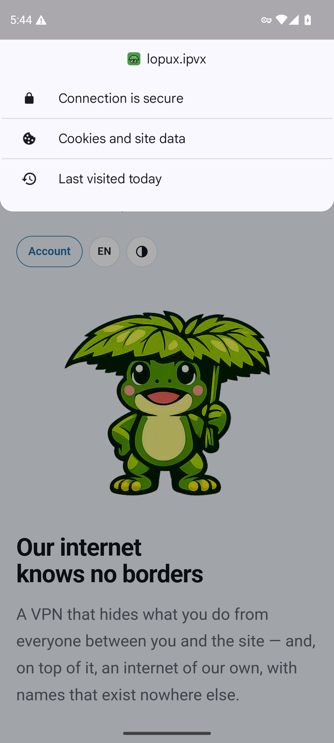 Chrome hlásí zabezpečené spojení s lopux.ipvx