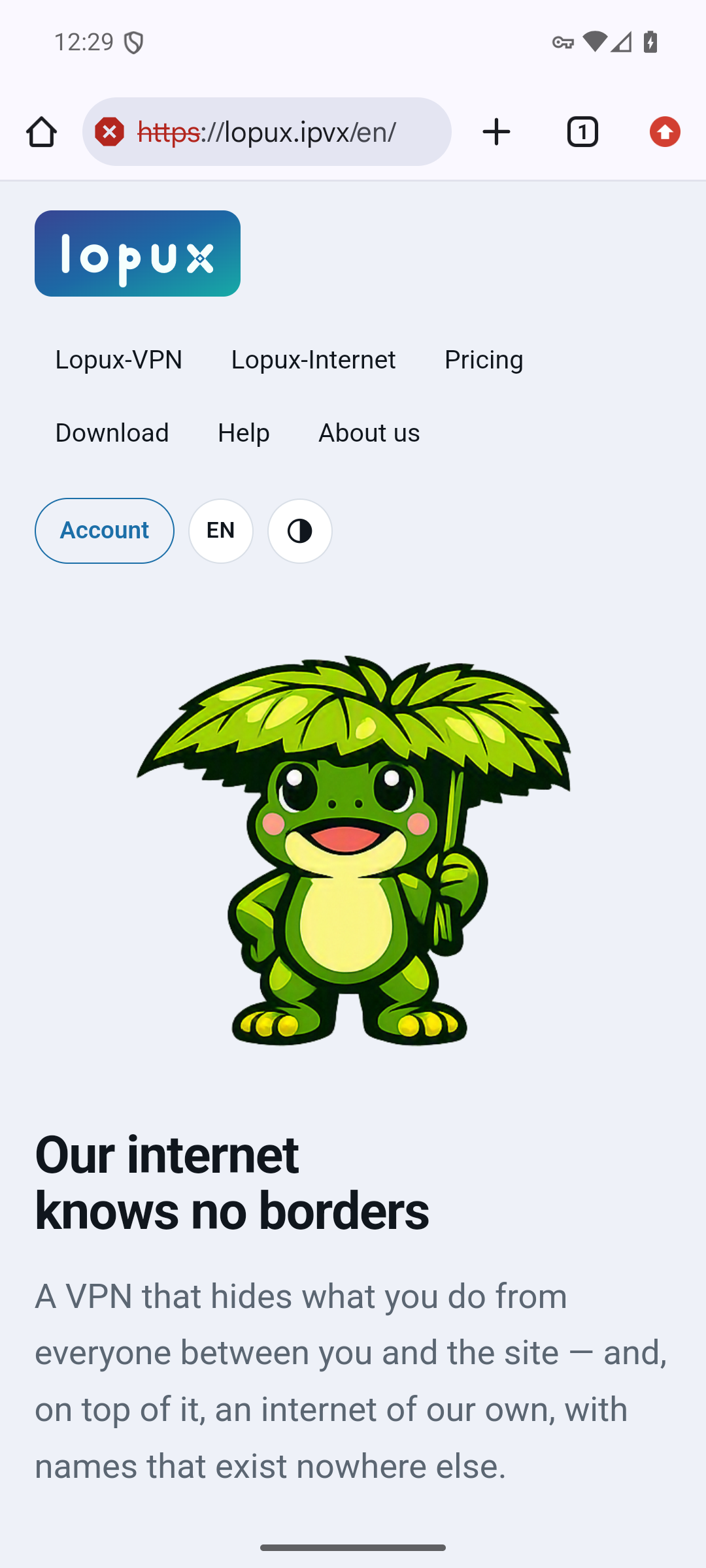 Unsere Website in Chrome geöffnet