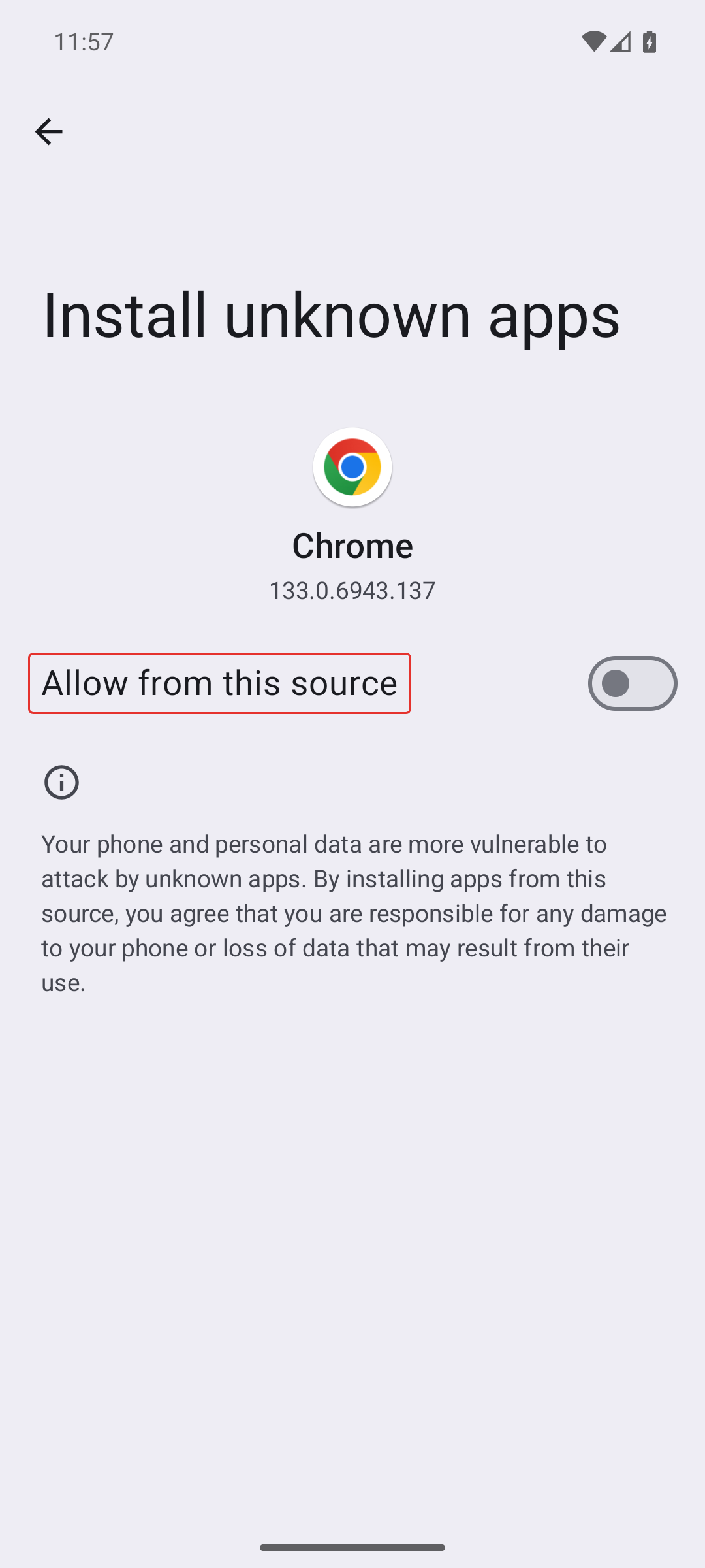 Переключатель «Allow from this source»